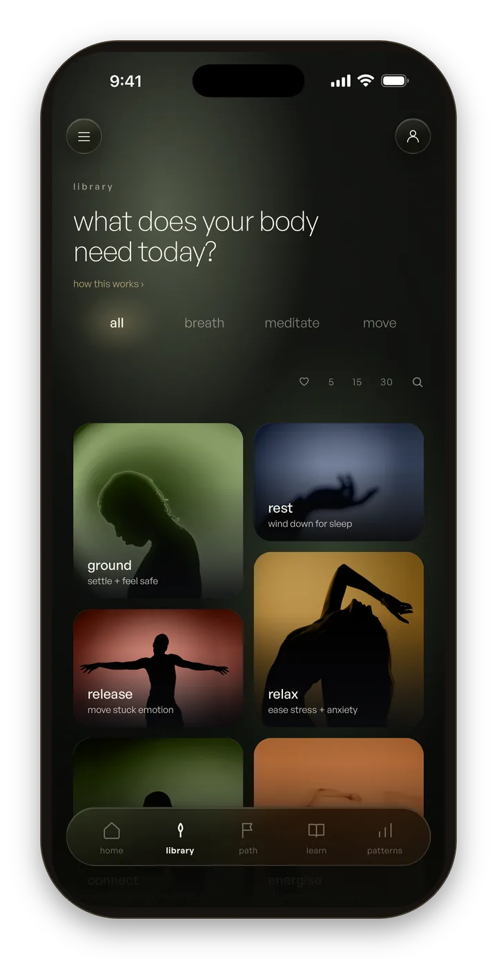 breath · meditate · move